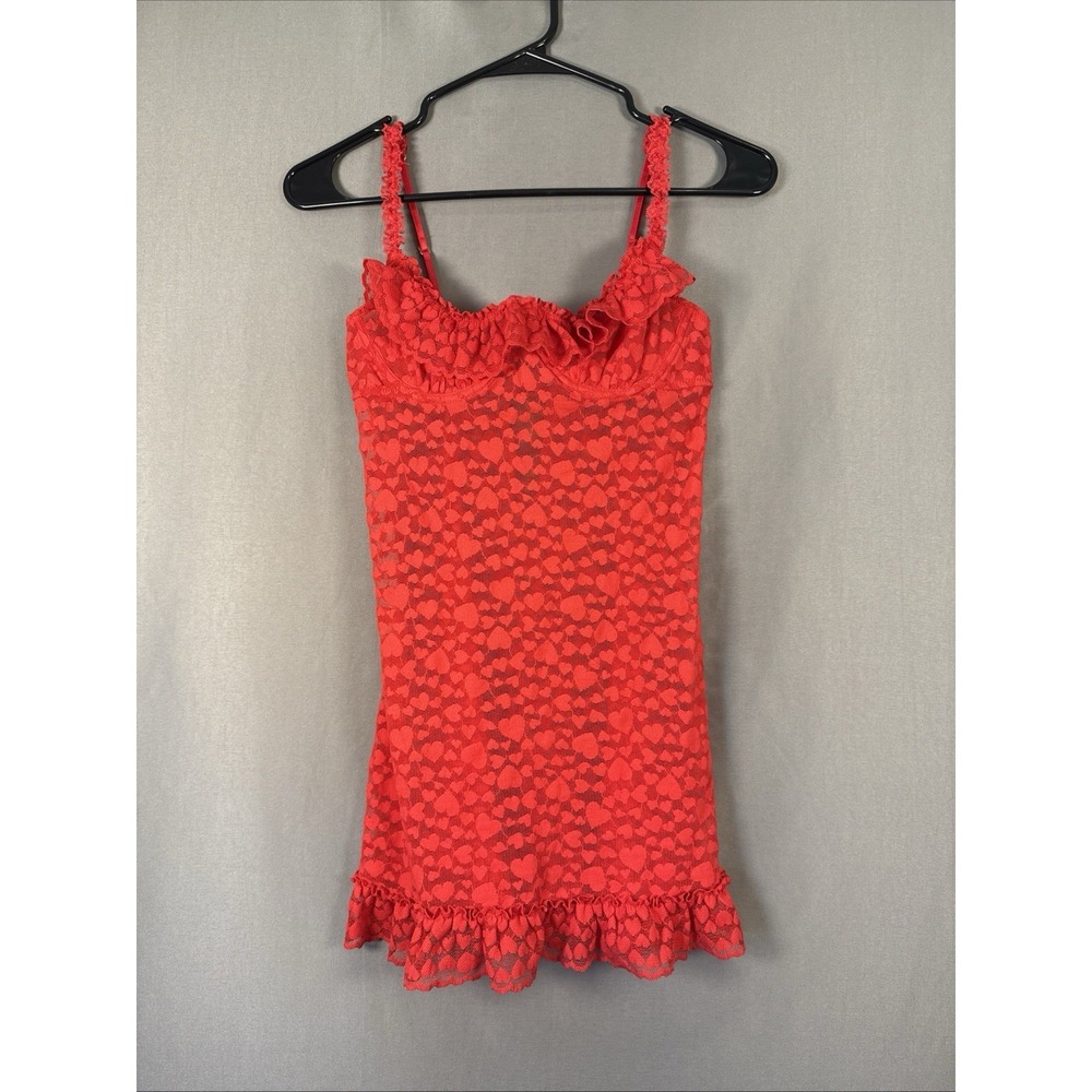 Victoria's Secret The Lacie Lingerie Red Hearts Ruffle Underwire Lace Medium
